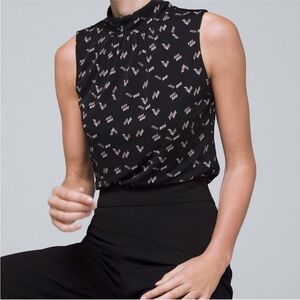 White House Black Market Black and White Patterned Blouse